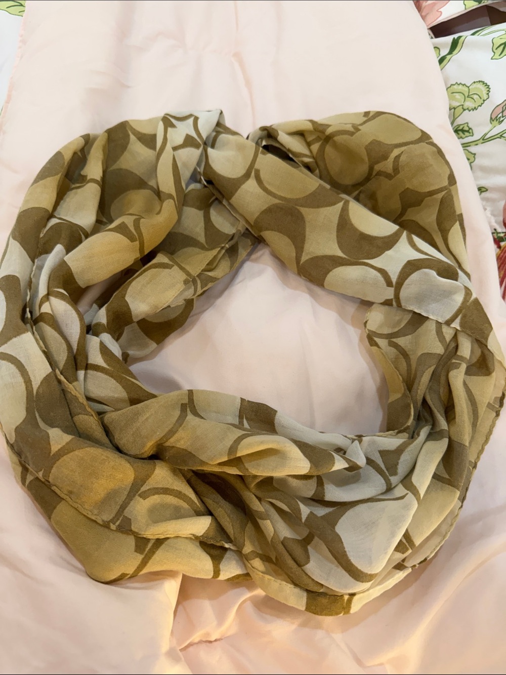 Coach Infinity Scarf - Beige  & Cream Ombre Pattern